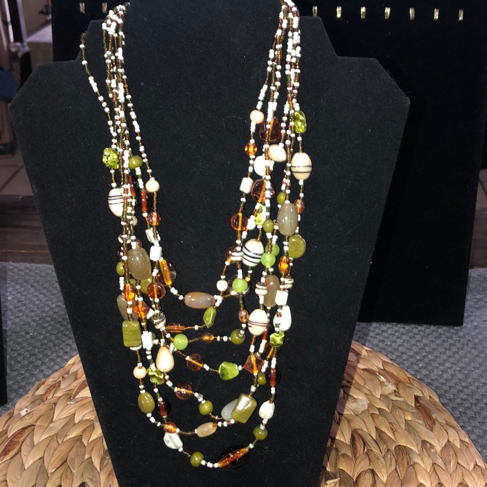 Vintage multi strand beaded necklace